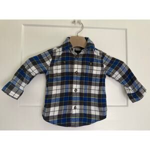 Gymboree Toddler‎ Size 18-24 Months Button Up Shirt Blue Black White Long Sleeve